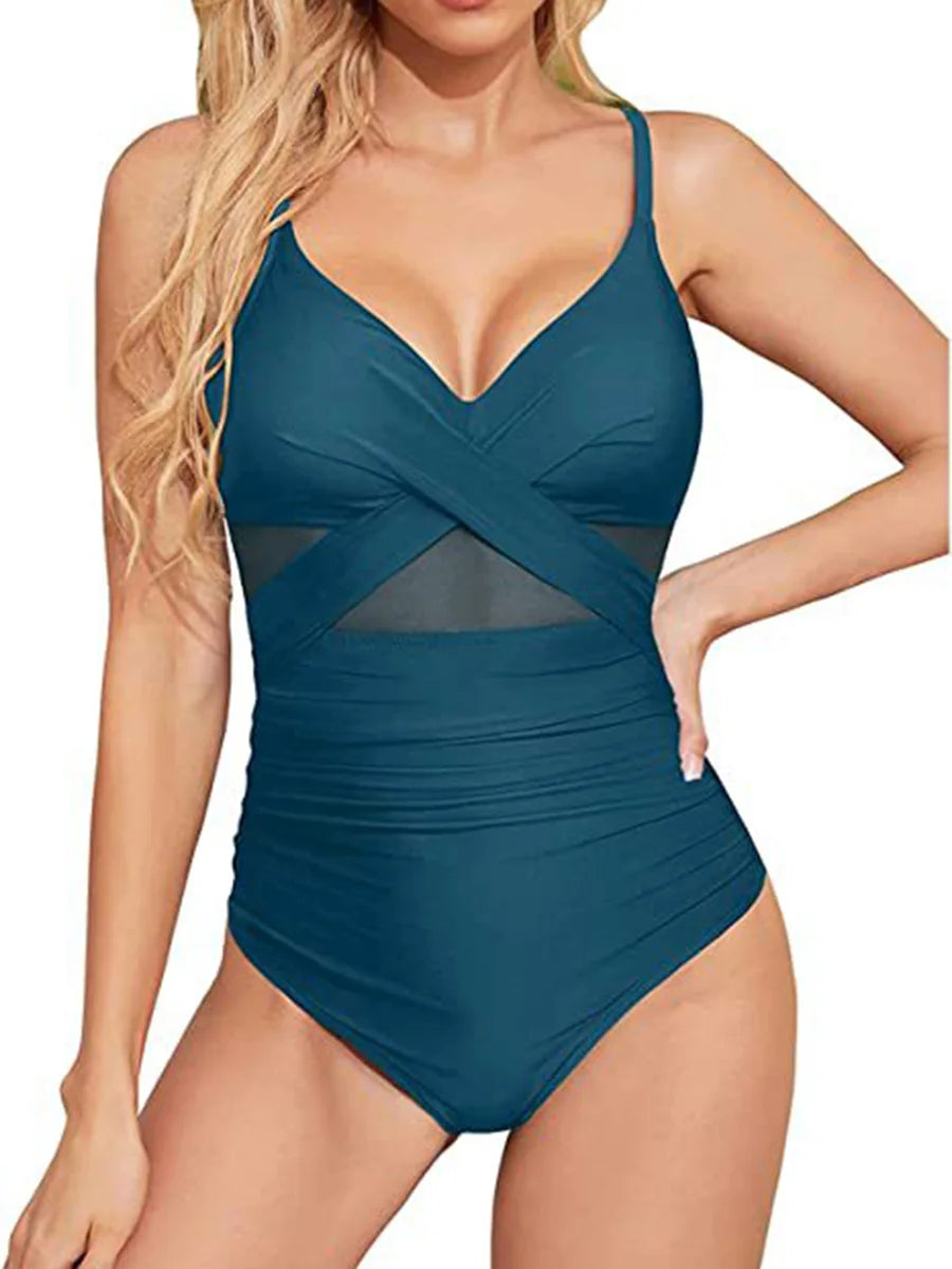 S - XXL Sexy Mesh See Through Women Swimwear One Piece Swimsuit