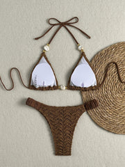 Sexy Beige Black Micro Bikini Set