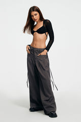 Low Waist Cargo Pocket Wide Leg Pants
