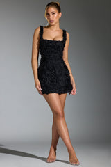Floral-Appliqué Corset Mini Dress