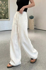 Linen High Waist Draped Wide Leg Pants