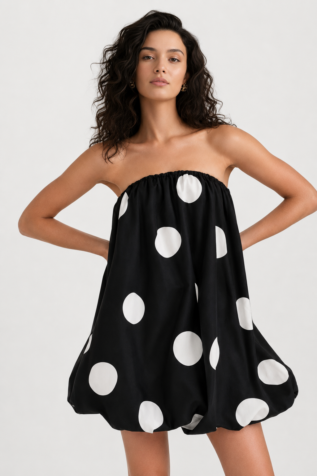 Sexy Polka Dot Strapless Bodycon Mini Dress