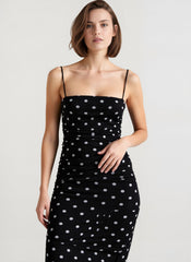 Polka Dot Cami Bodycon Maxi Dress