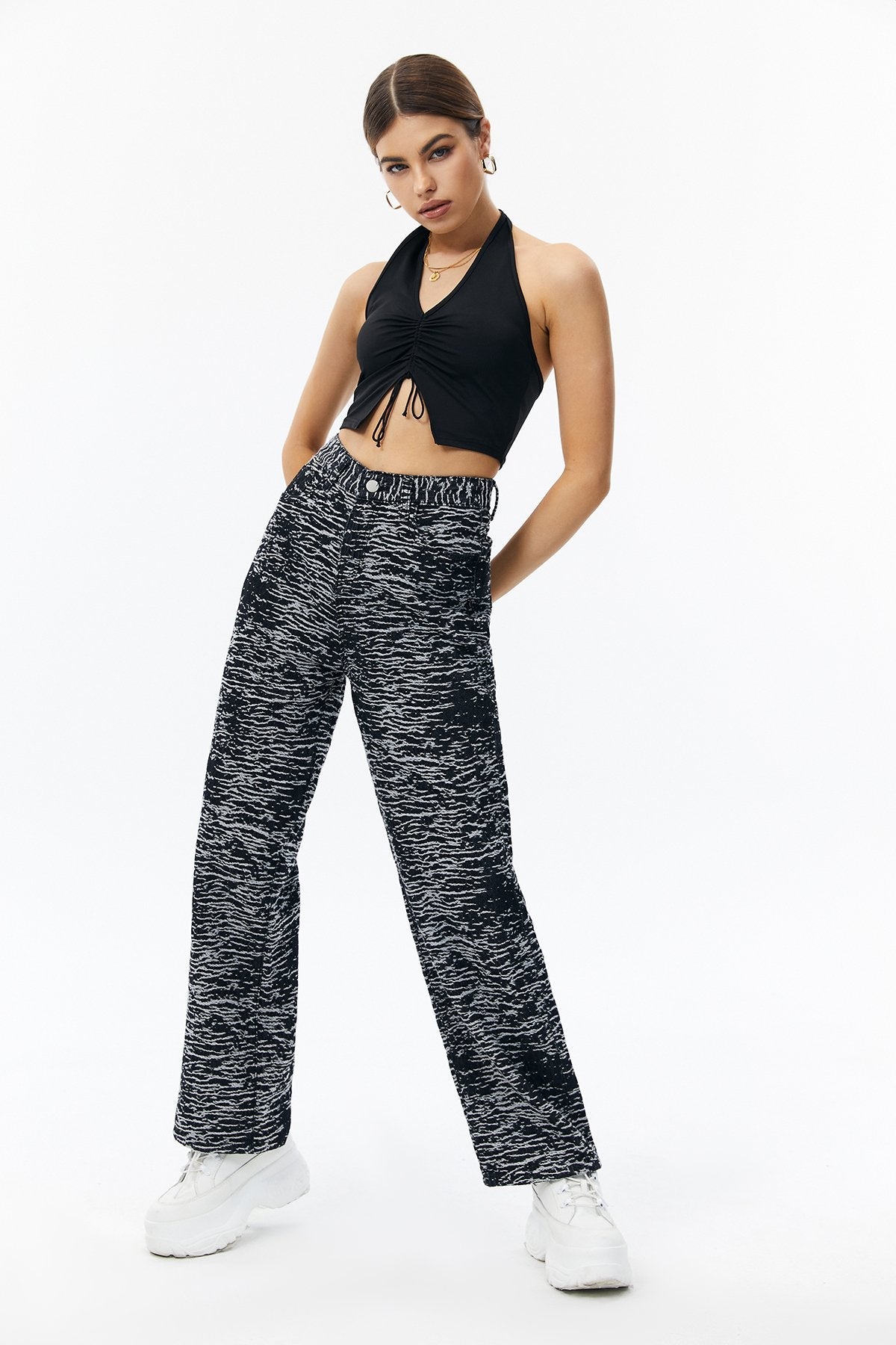 Drawstring Ruched Backless Crop Top