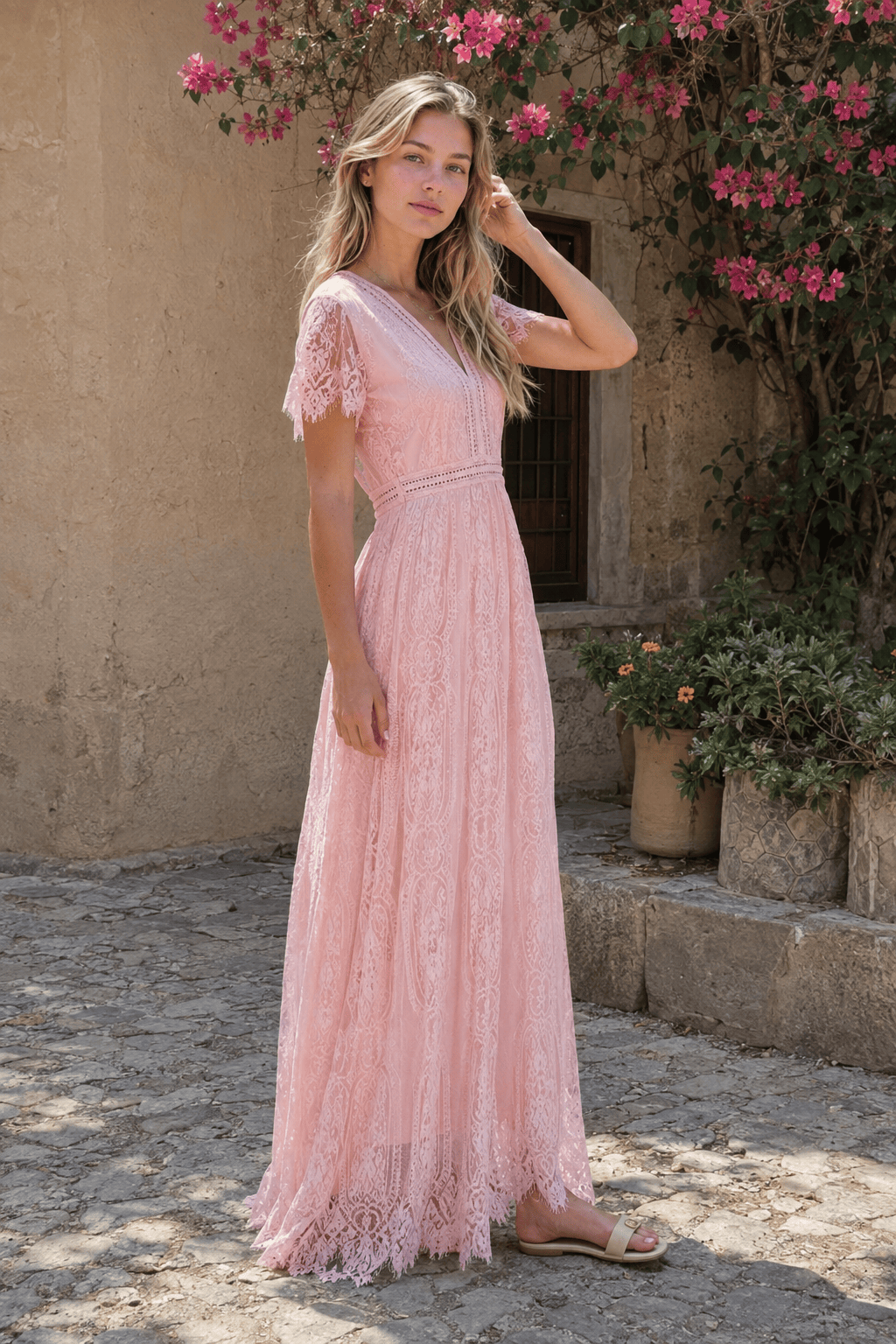 Sheer V Neck Bodycon Maxi Dress
