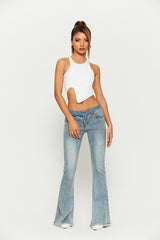 Asymmetrical Hem Sleeveless Solid Tank Top