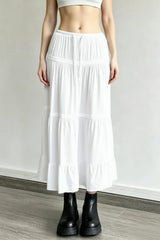 Ballet Gentle White Low Waist A Line Maxi Skirt