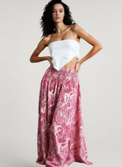 Elastic Waist Flowy Vacation Skirt