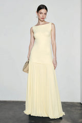 Solid Color Sleeveless Knit Slip Prom Dress