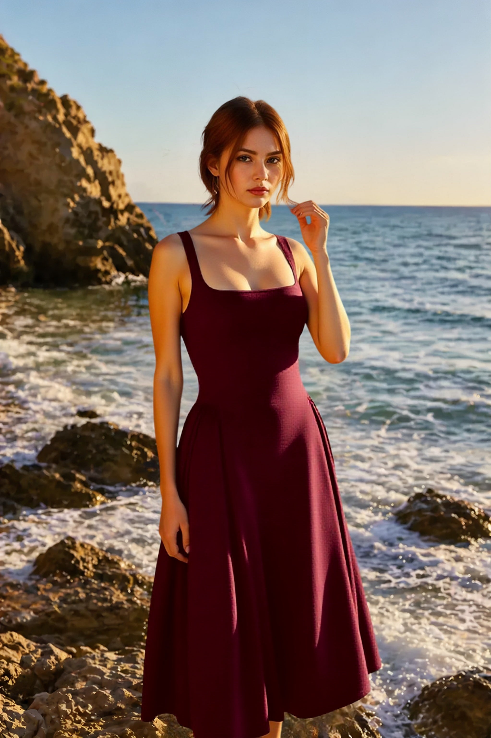 Elegant Square Neck Backless Fitted Cami Maxi Dress