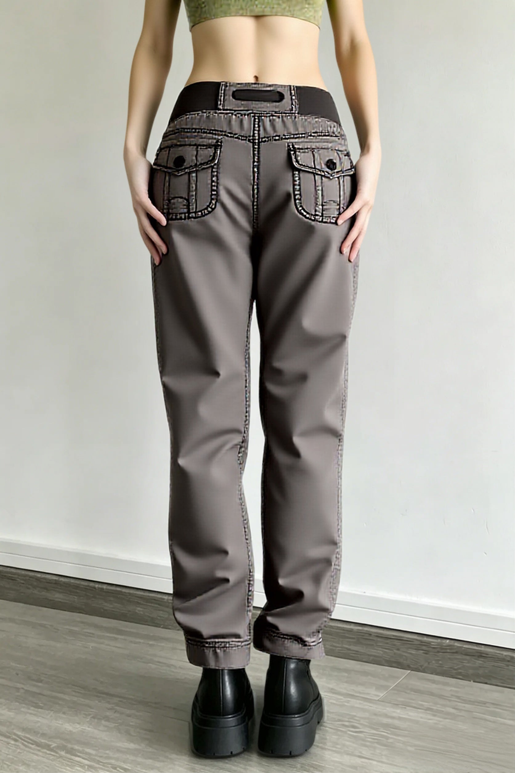 Multi Pocket Low Waist Bootcut Jeans