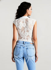 Sexy Lace Patch Slim Cutout Tank Top