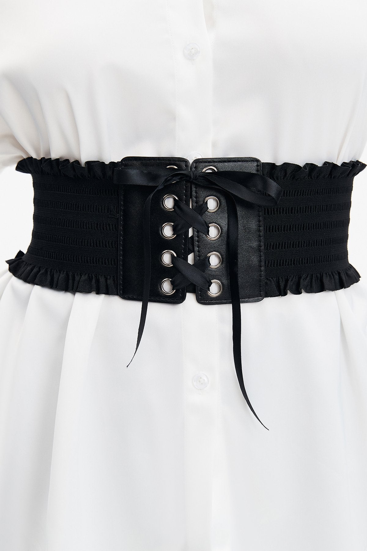 Lace Up PU Leather Corset Belt