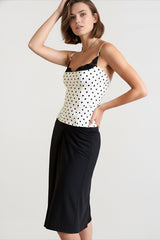 Polka Dot Lace Panel Cami Top