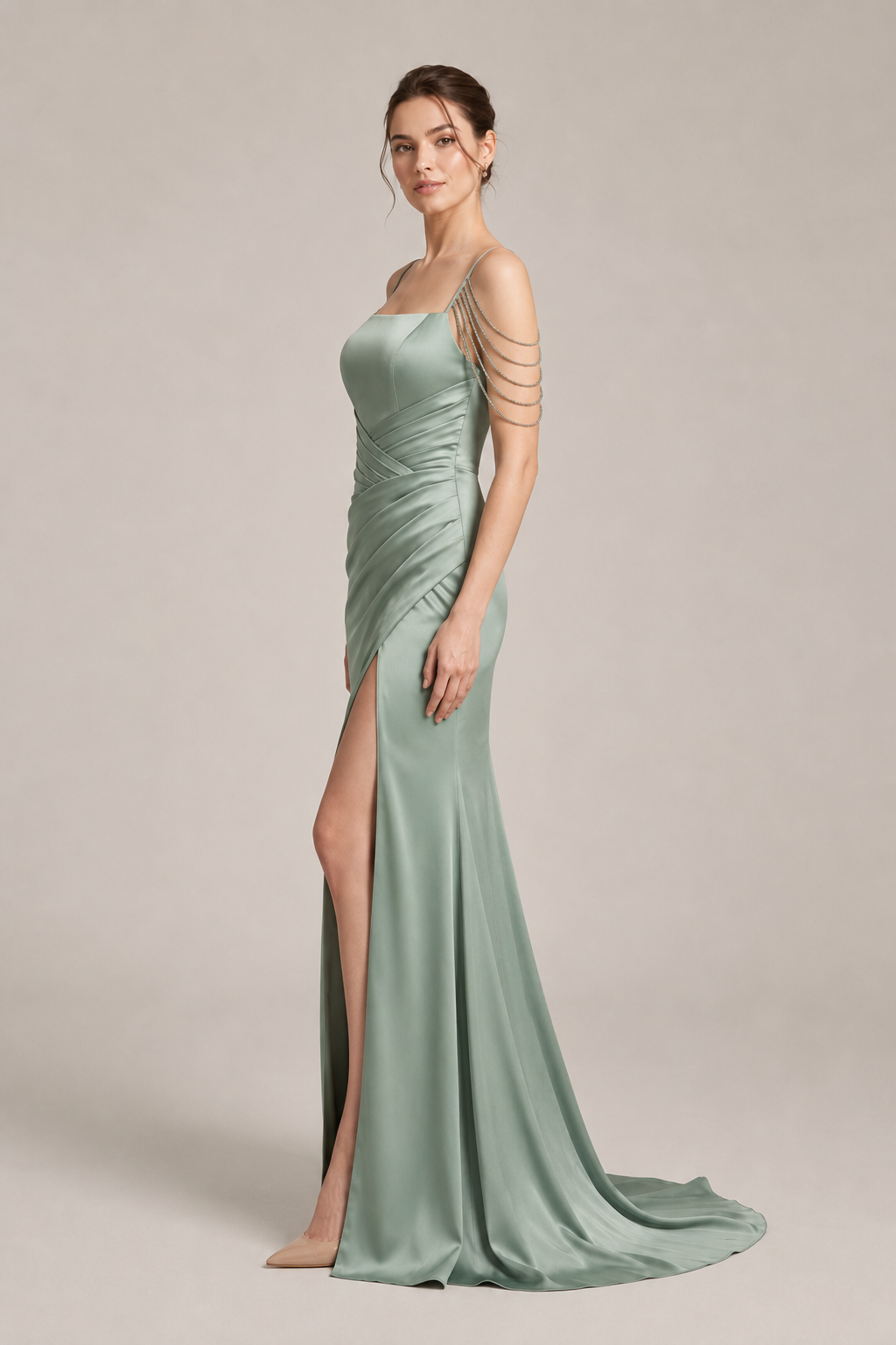 Satin Spaghetti Strap Mermaid Party Dress