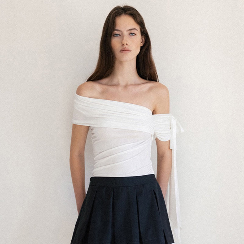 Asymmetrical Draped Sleeve Top