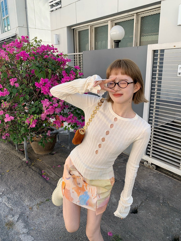 Hollow Knit Long Sleeve Sweater