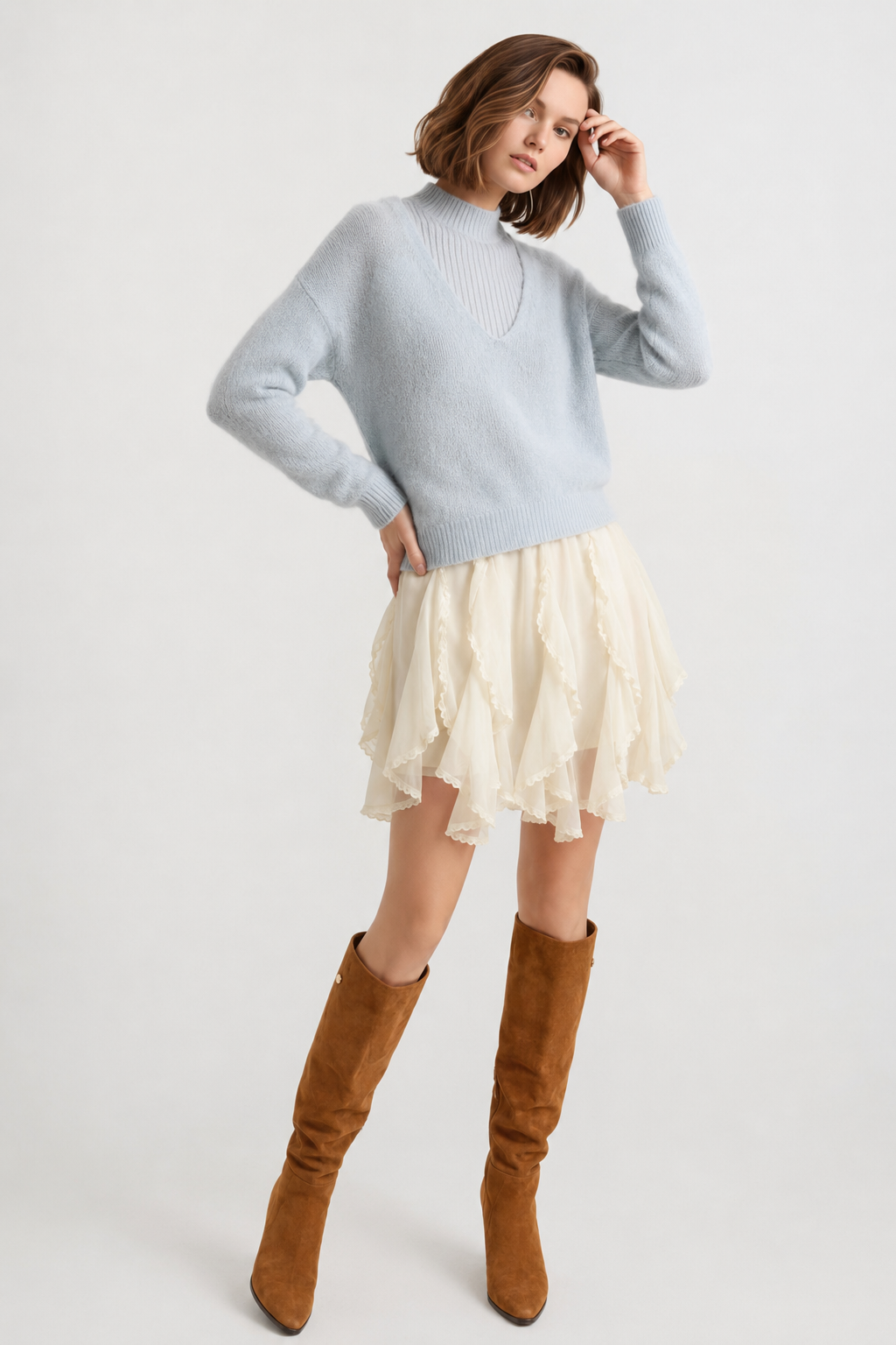 Romantic Ruffled Asymmetrical Chiffon Mini Skirt