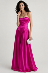 Sexy Cami Slim Fit Back Tie Long Prom Dress