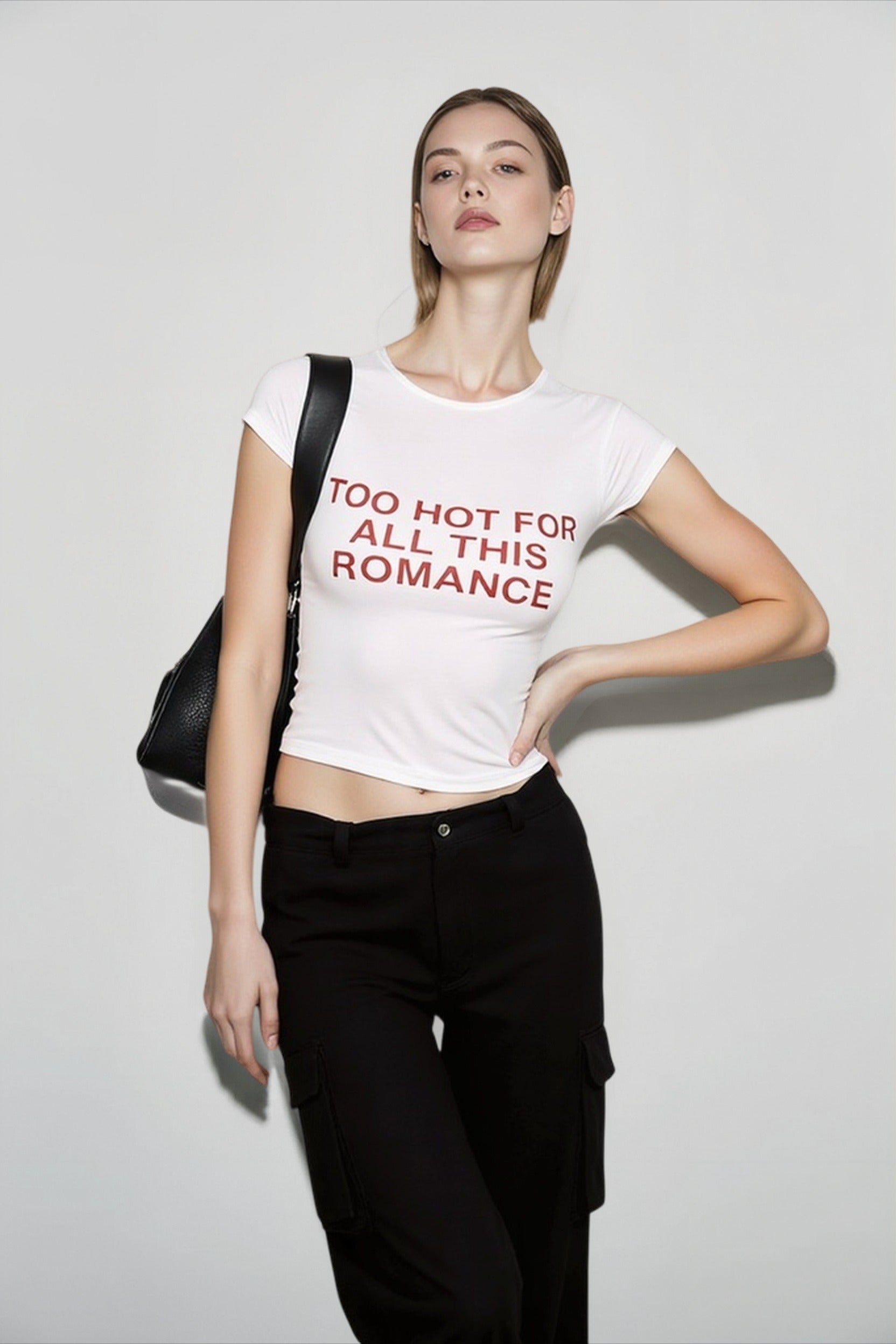Contrast Letter Print Cropped T-shirts