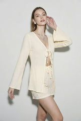 Relaxed Fit Tie Top Elastic Waist Shorts Vacation Set