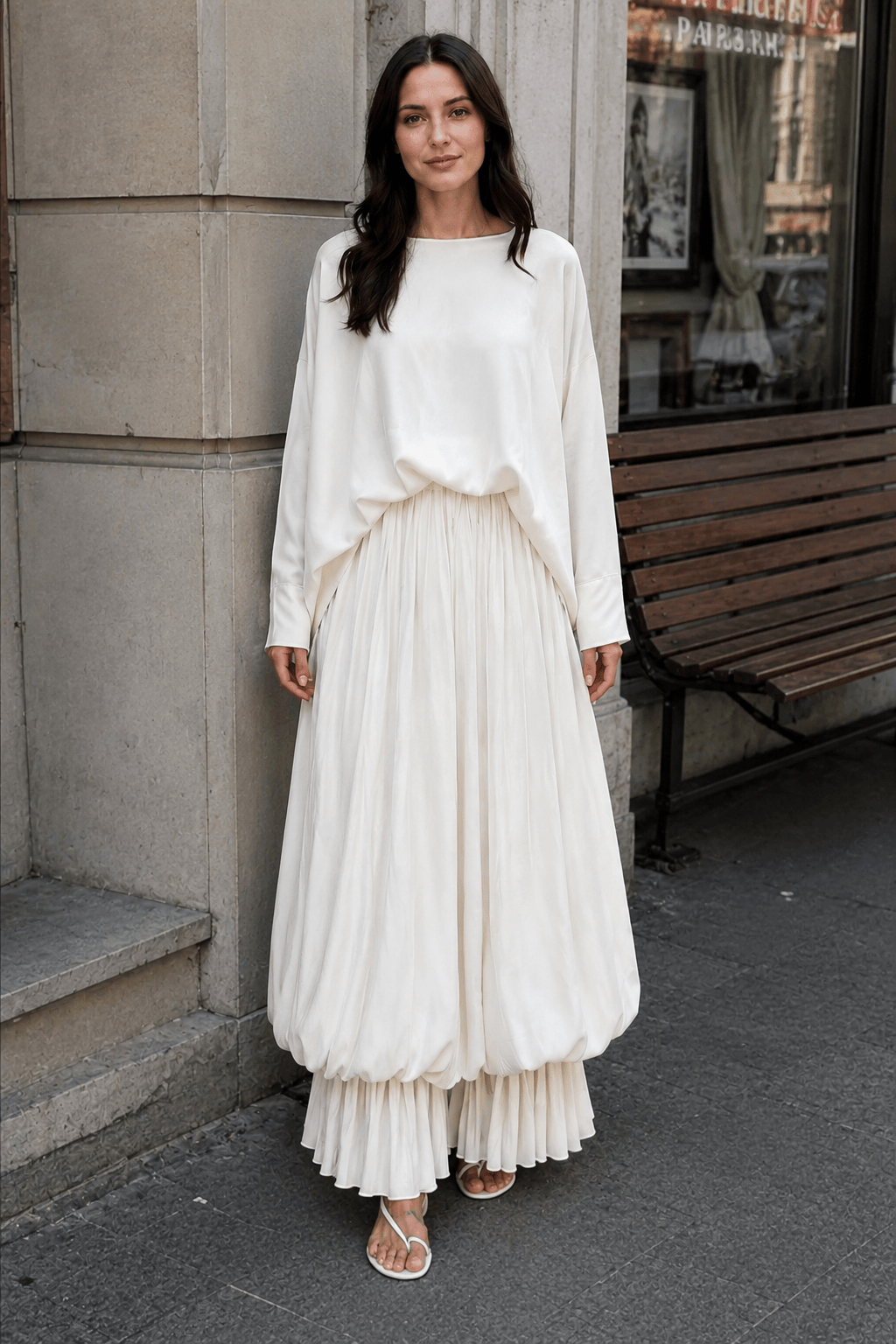 Structured Puff Ankle Chic Casual Pants