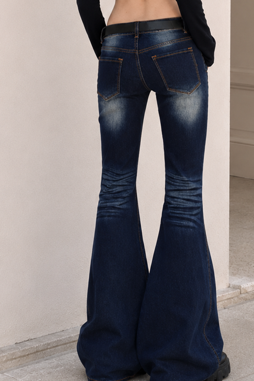 Stretchy Low Waist Flare Jeans