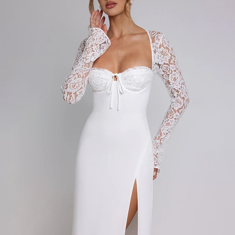 Embellished Side Split Maxi Dress in Black