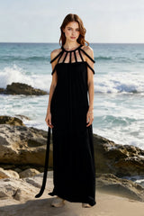 Halter Off Shoulder Tie Loose Boho Dress