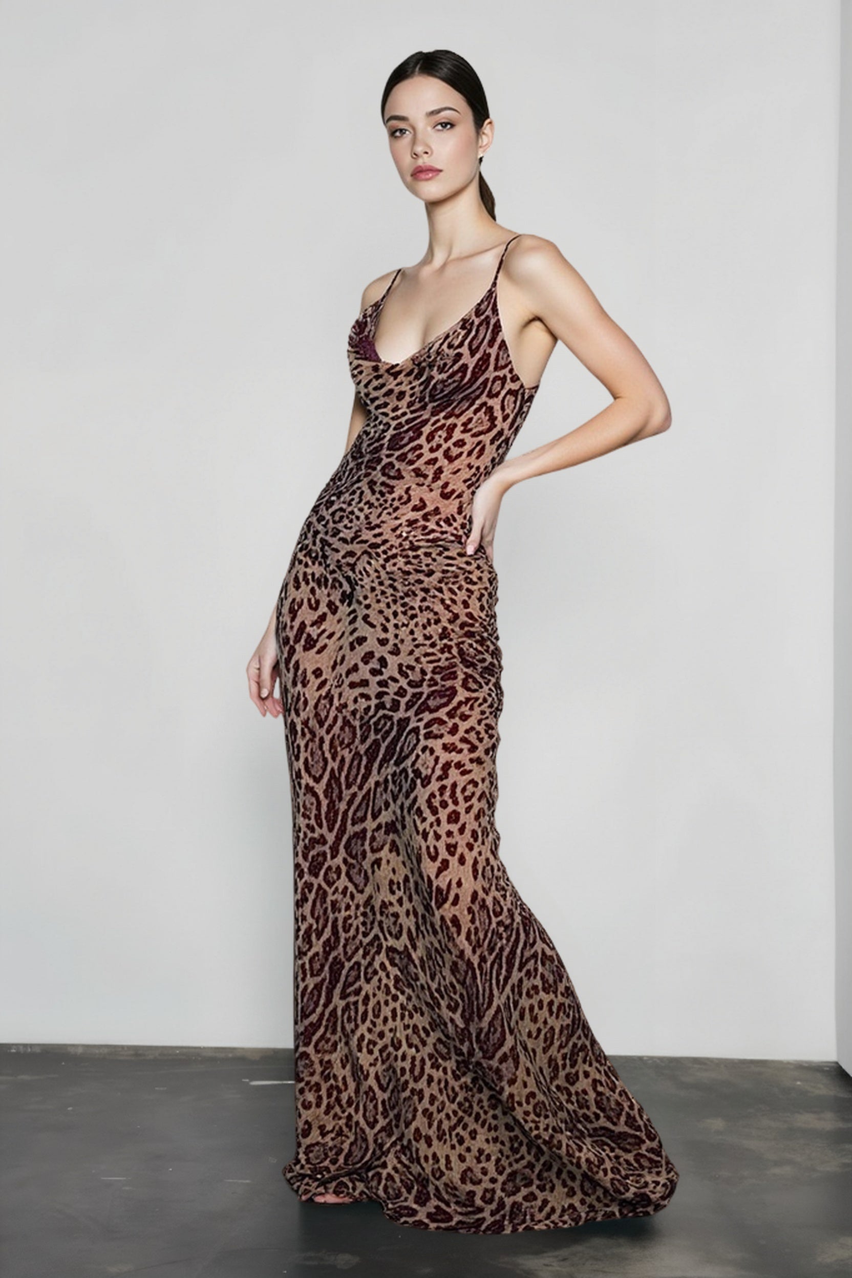 Leopard Low Back Slip Dress