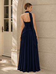 Solid Bustier High Slit Formal Dress