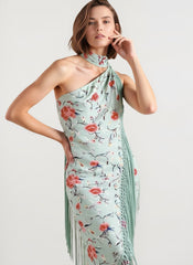 Print Tassels Sleeveless Backless Floral Dress