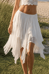 Ruffled Asymmetrical Midi Skirt