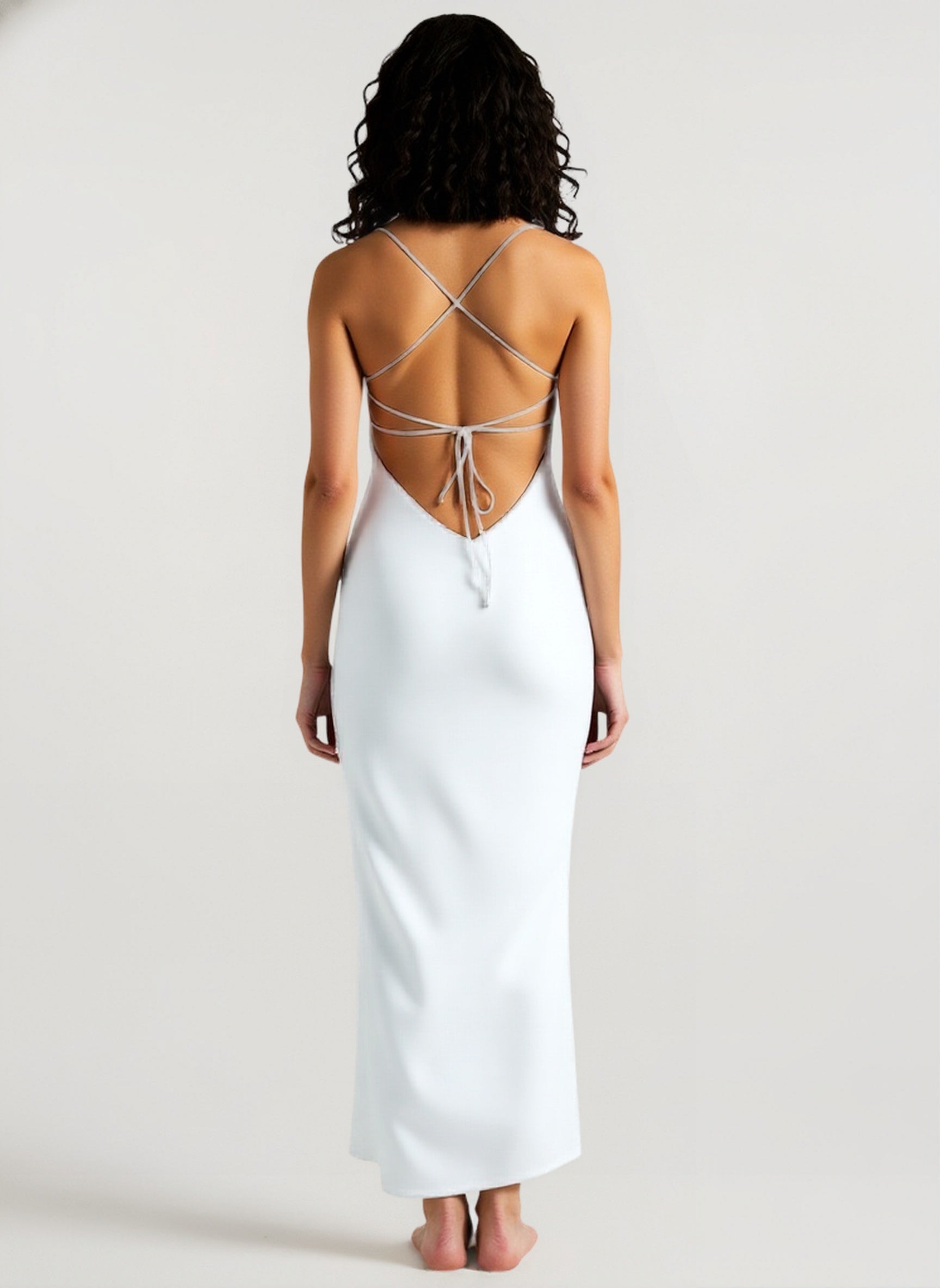 Back Tie Spaghetti Strap Formal Dress
