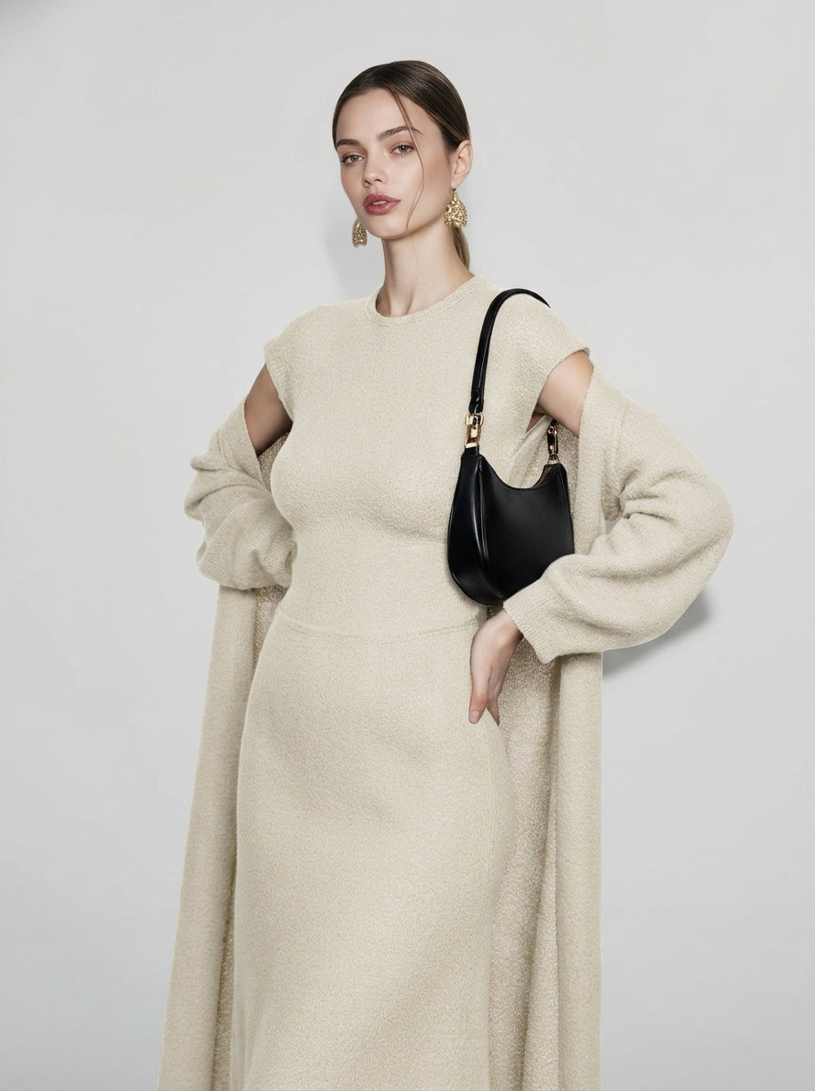 Cardigan Sleeveless Dress Knit Set