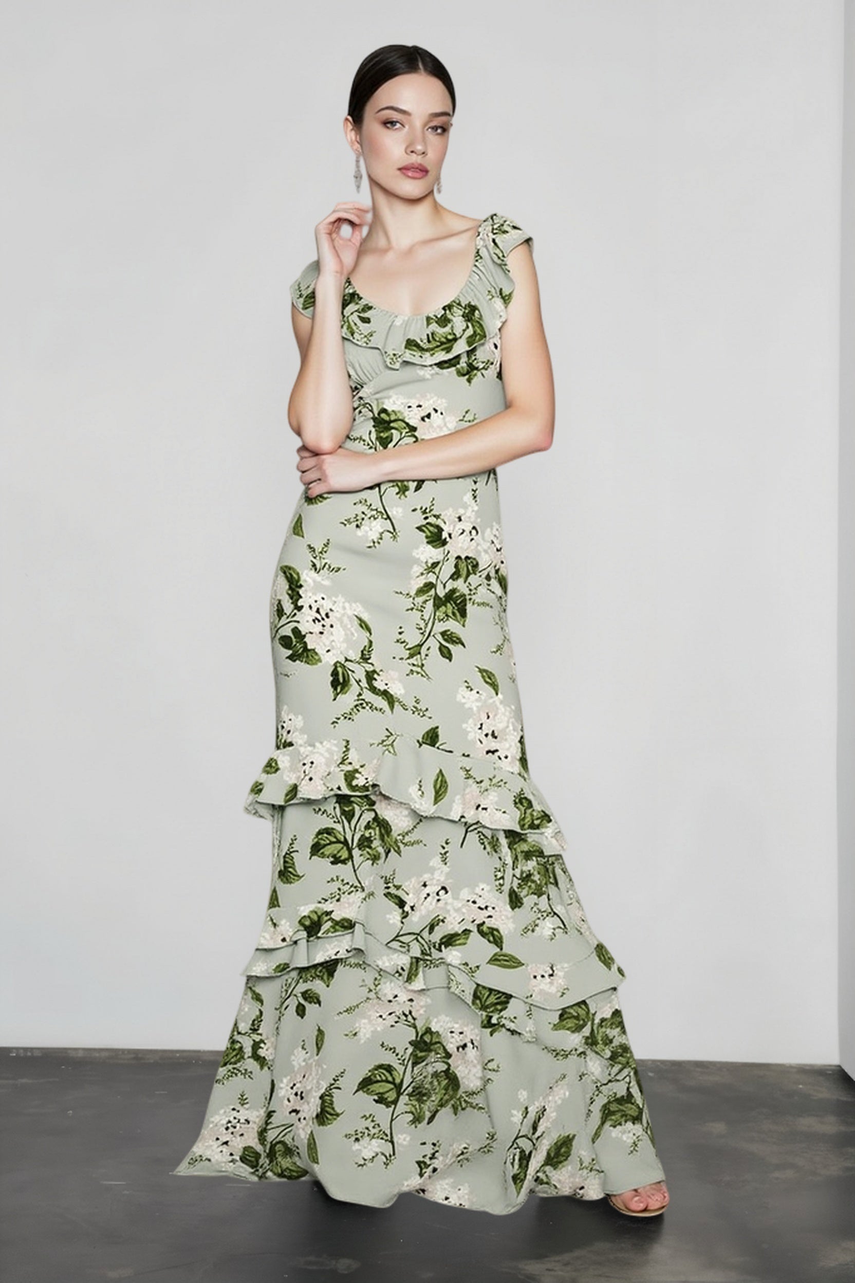 Elegant Ruffle Floral Dress