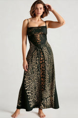Mesh Patchwork Backless Midi Dress