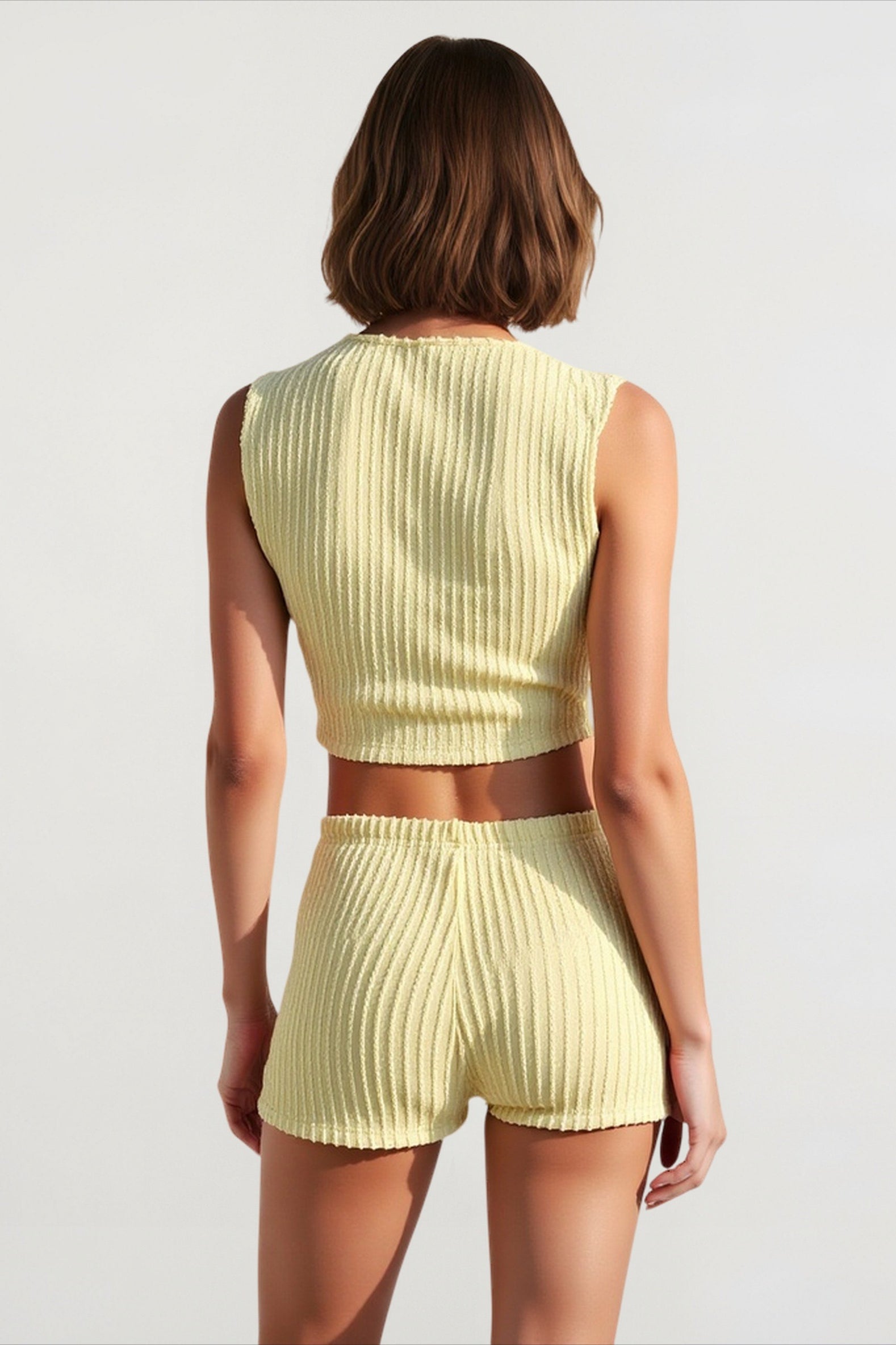 Knit Crop Top Bodycon Shorts Vacation Set