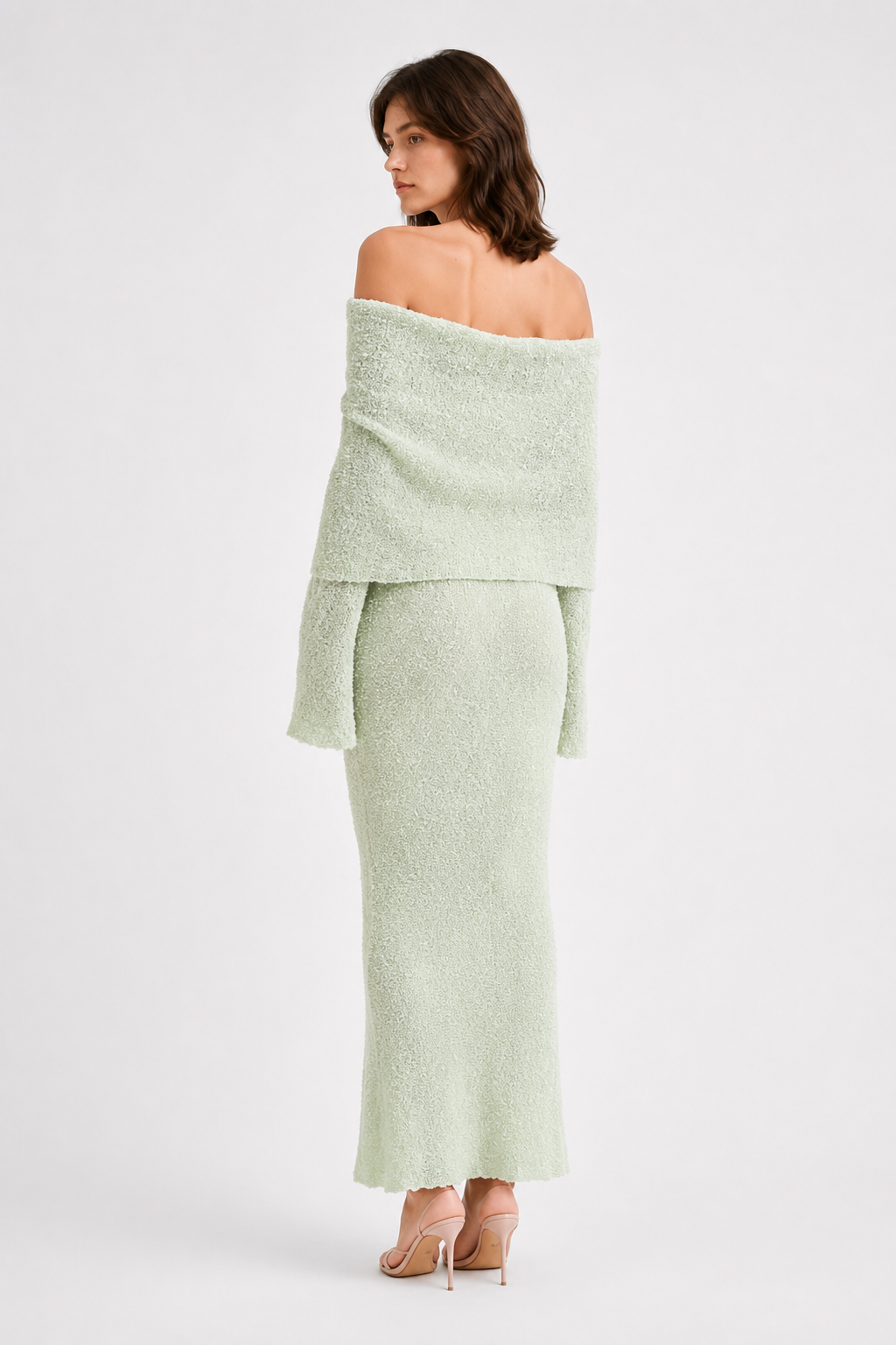 Off Shoulder One Shoulder Knit Sweater Dress