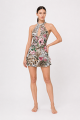 Leopard Print Halter Backless Mini Dress