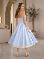Maxi V-Neck Puff Party Dress