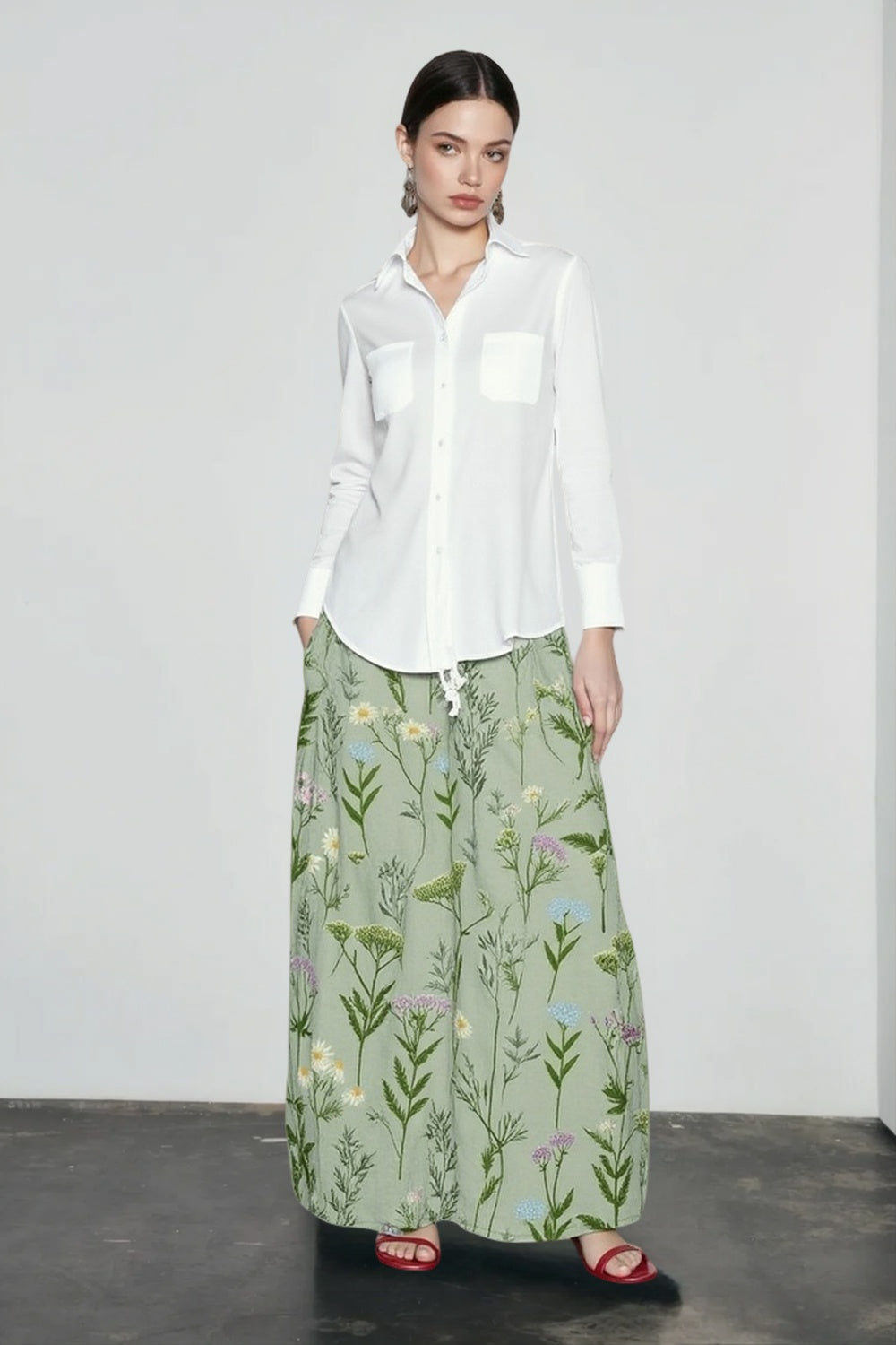 Floral Print Pocket Casual Vacation Skirt