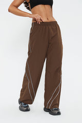 Reflective Trim Dual Pocket Drawstring Hem Cargo Pants
