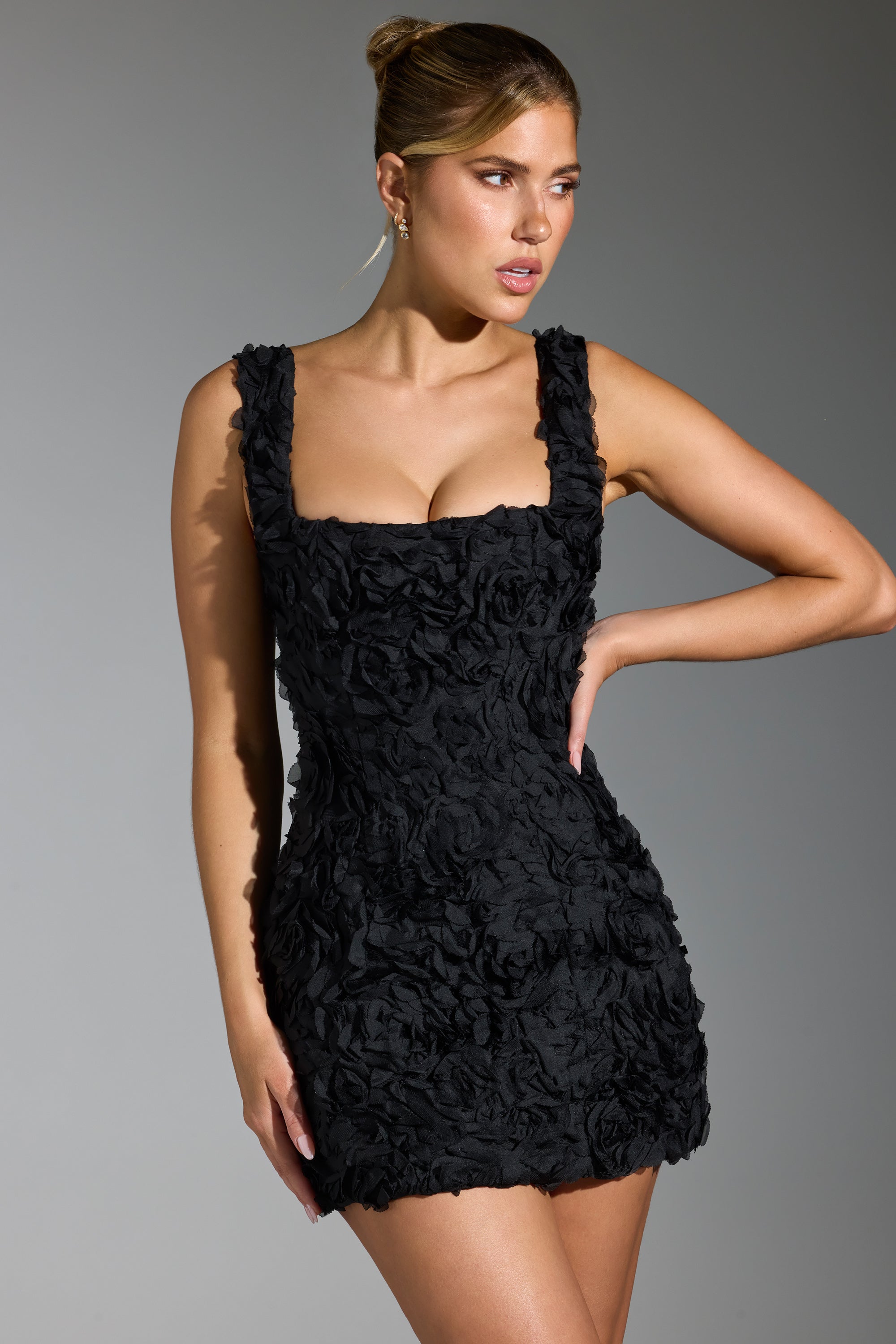 Floral-Appliqué Corset Mini Dress