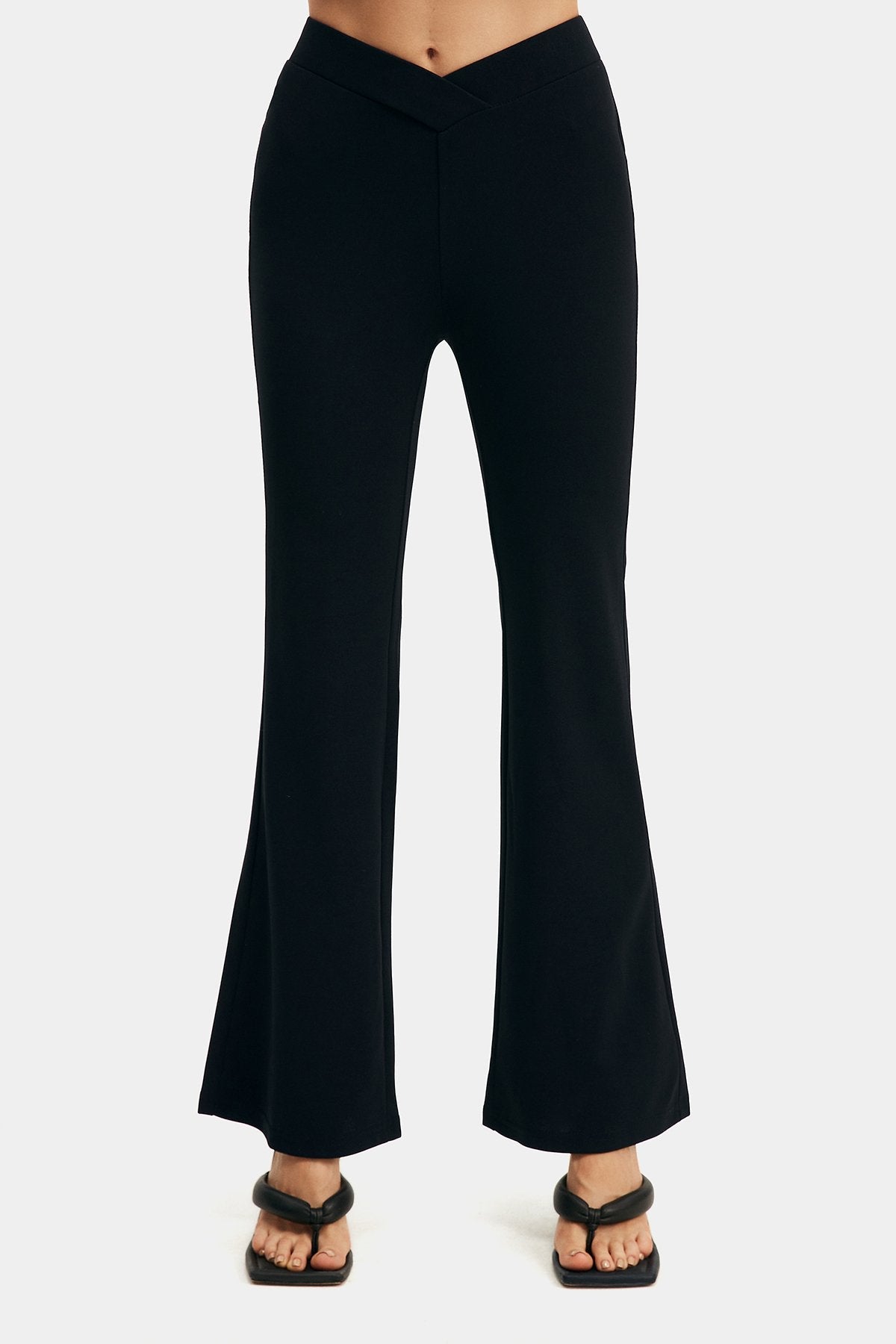 High Waist Solid Flared Pants