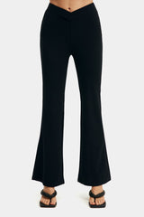 High Waist Solid Flared Pants
