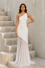 One Shoulder Sleeveless Backless Slim Mesh Tie Maxi Dress