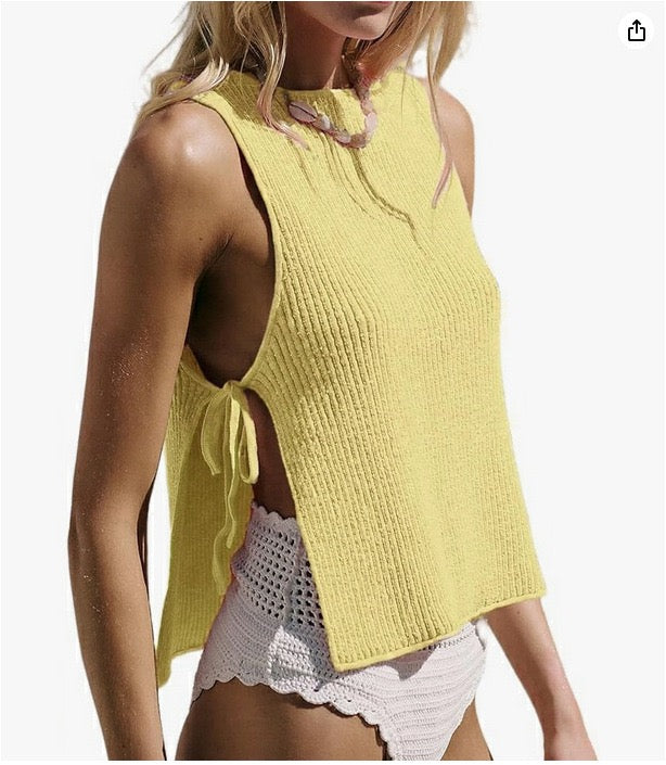 Knit Top With Side Tie Detail