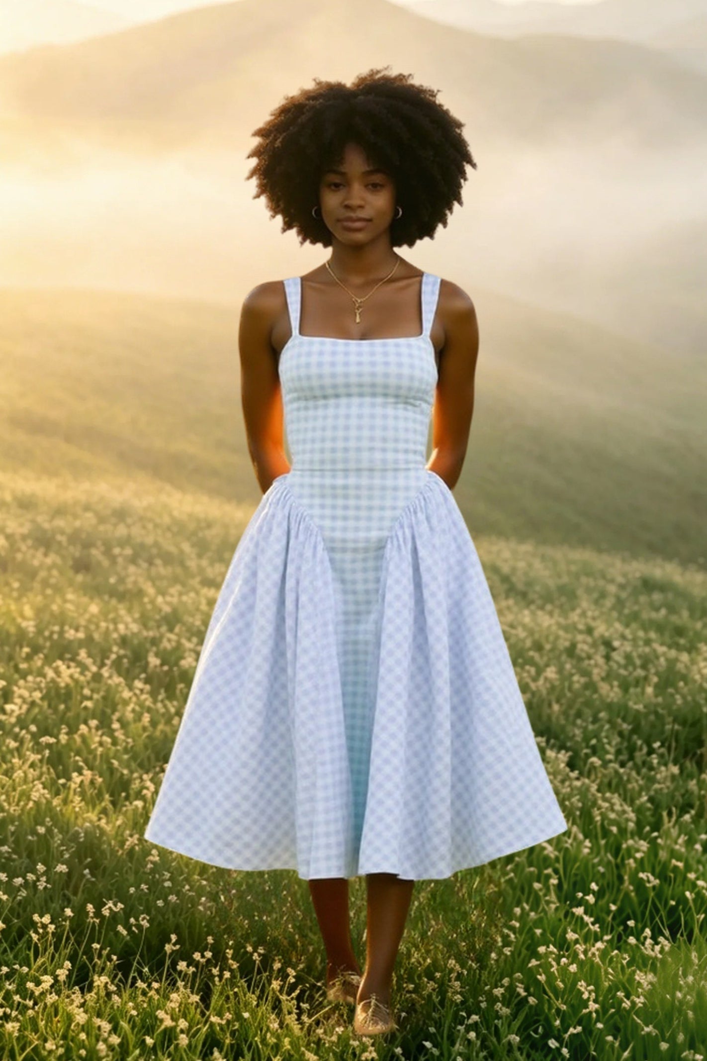 Gingham Backless Slip Birthday Dress