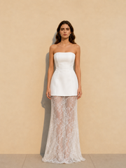 Strapless Cami Lace Maxi Skirt Two Piece Set